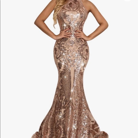 Yissang Women's Floral Sequined Wedding Evening Mermaid Dress Gown - Picture 1 of 3